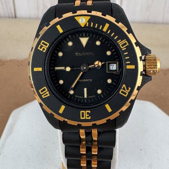 Vintage Tourneau Swiss Designed Dive Watch 20ATM 660 Watch Gold and Black - Picture 3 of 12